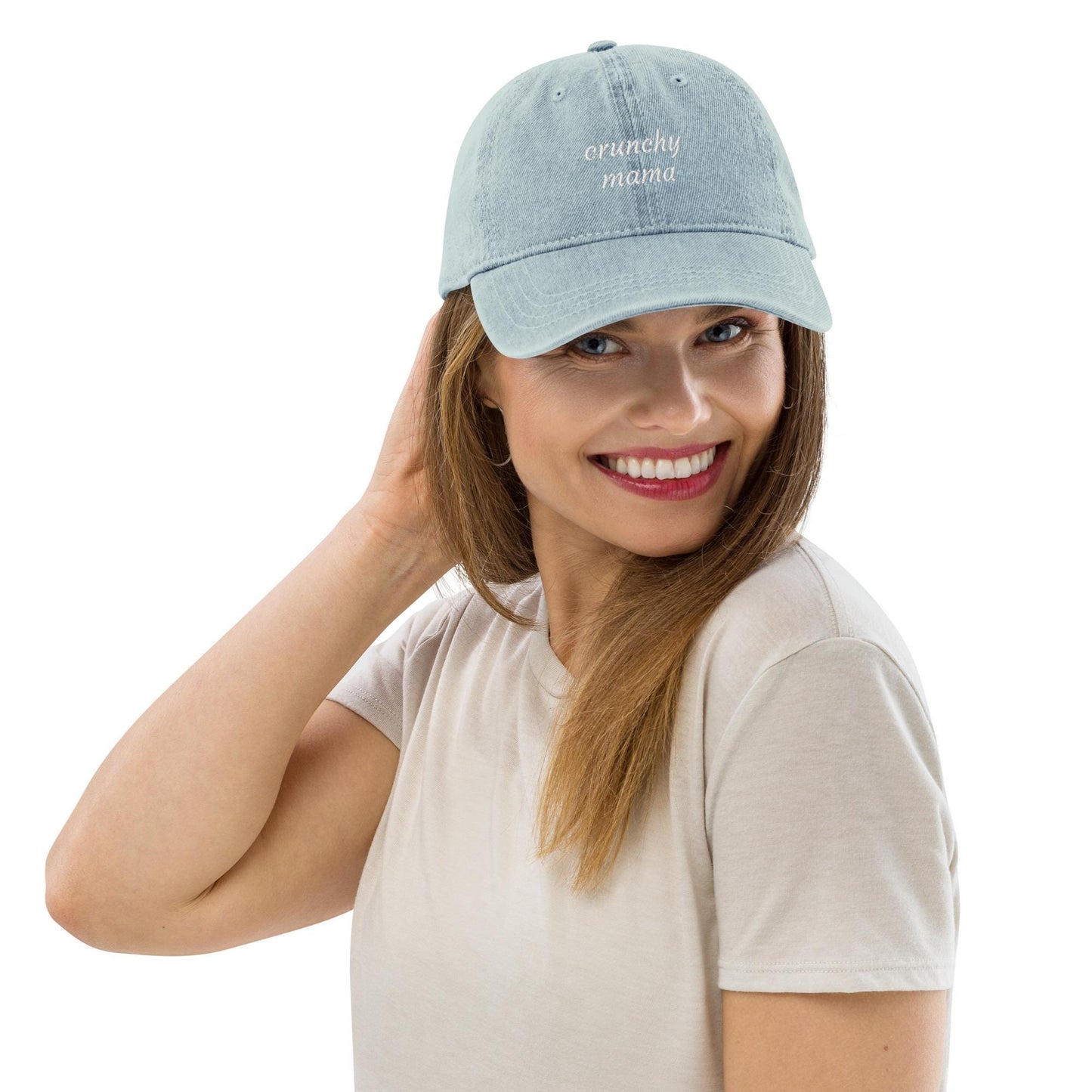 Crunchy Mama Hat, Dad Cap, Baseball cap, denim style hat, crunchy moms movement