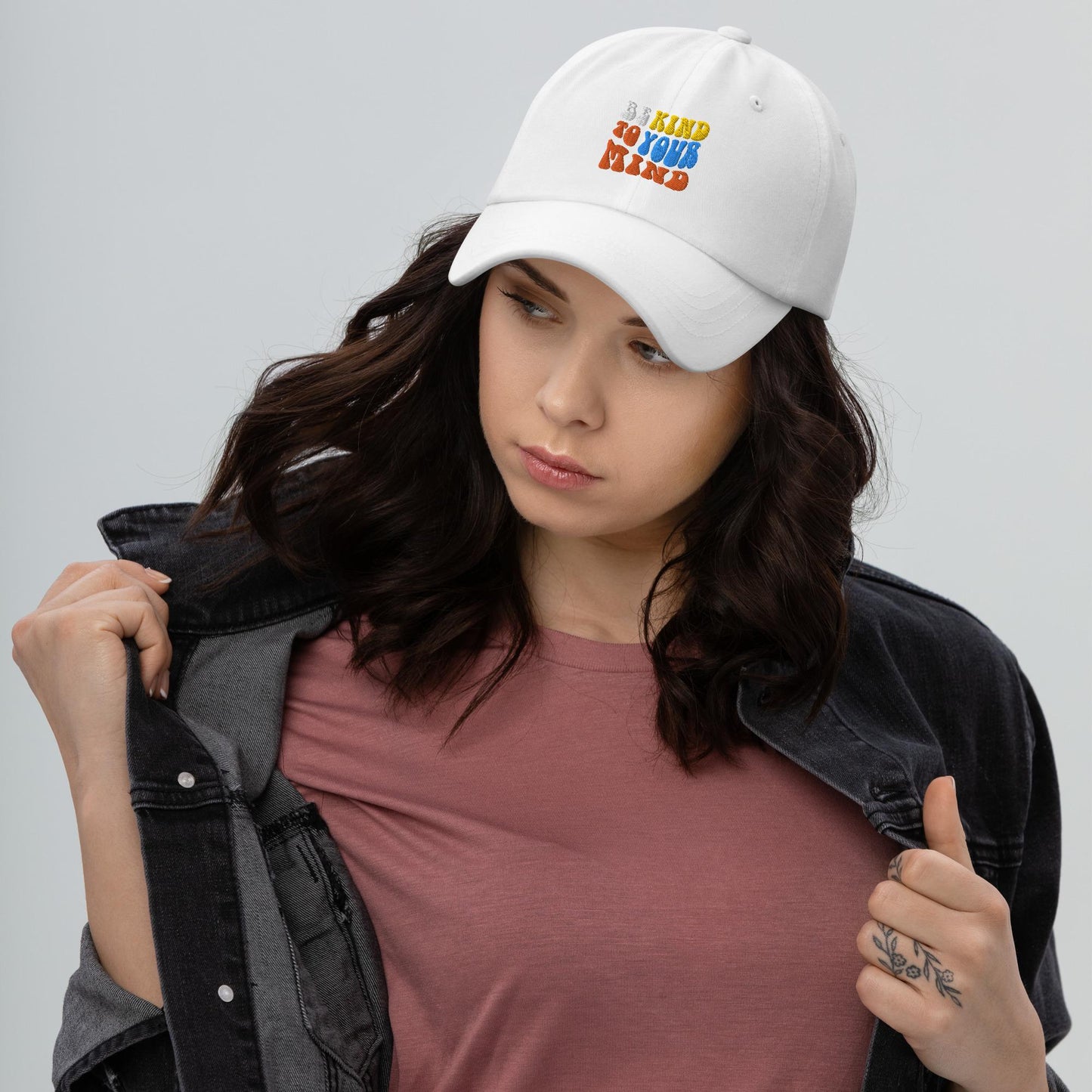 Be Kind To Your Mind Groovy Baseball Cap, Dad cap, groovy, kindness, mind, mental health hat