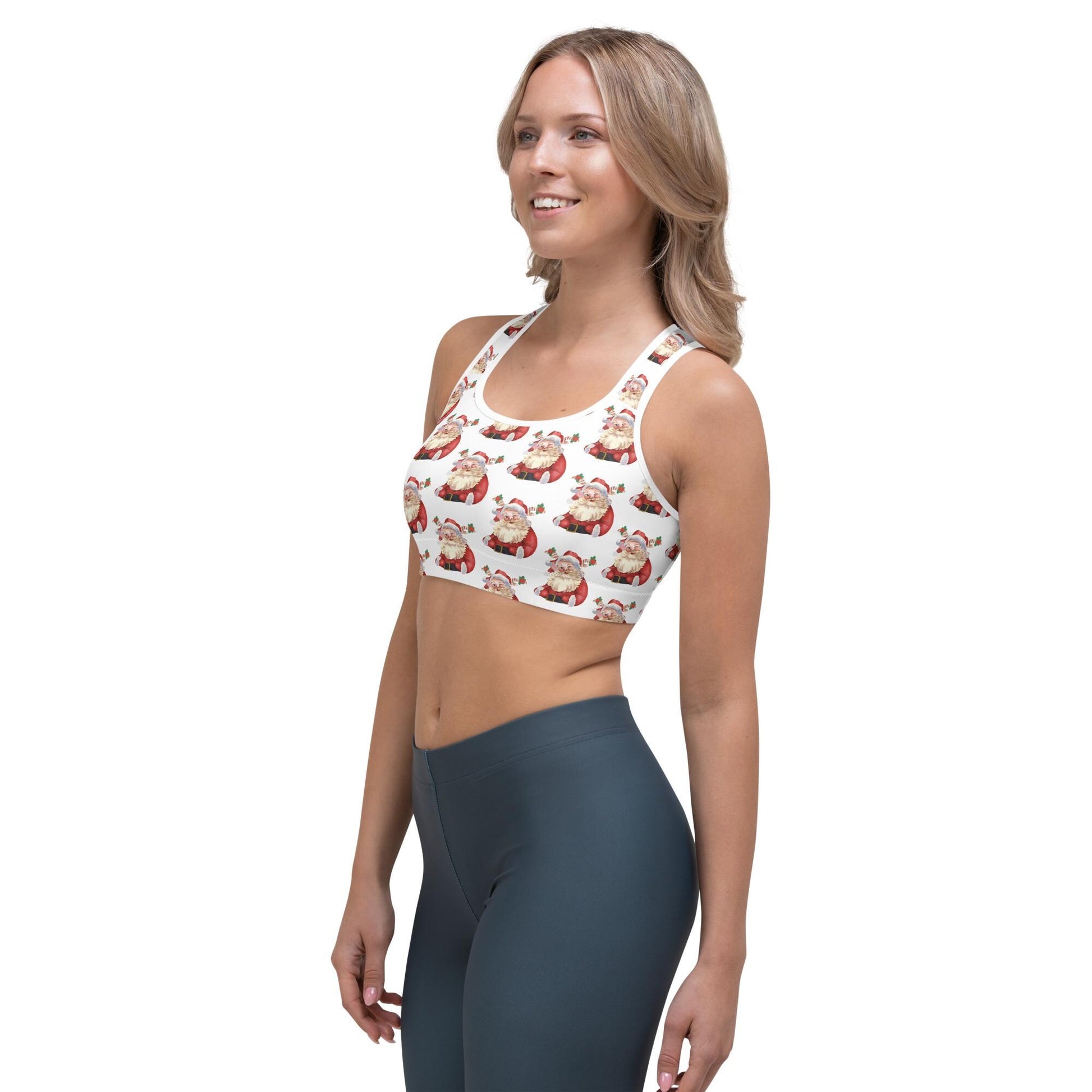 Santa Print Sports Bra