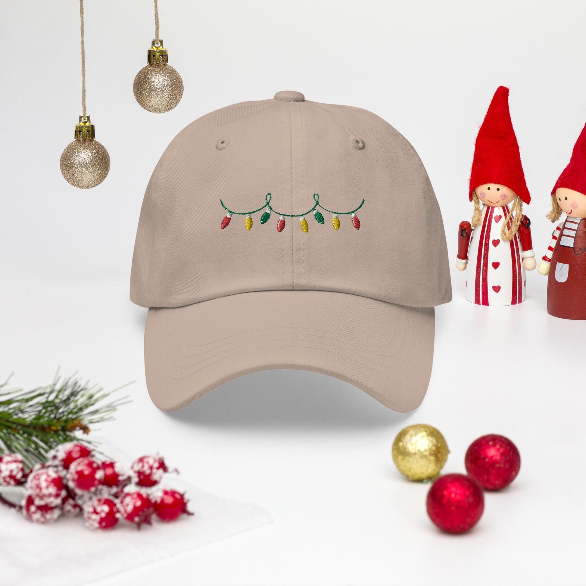 Holiday lights baseball cap, christmas xmas baseball hat, vintage holiday lights