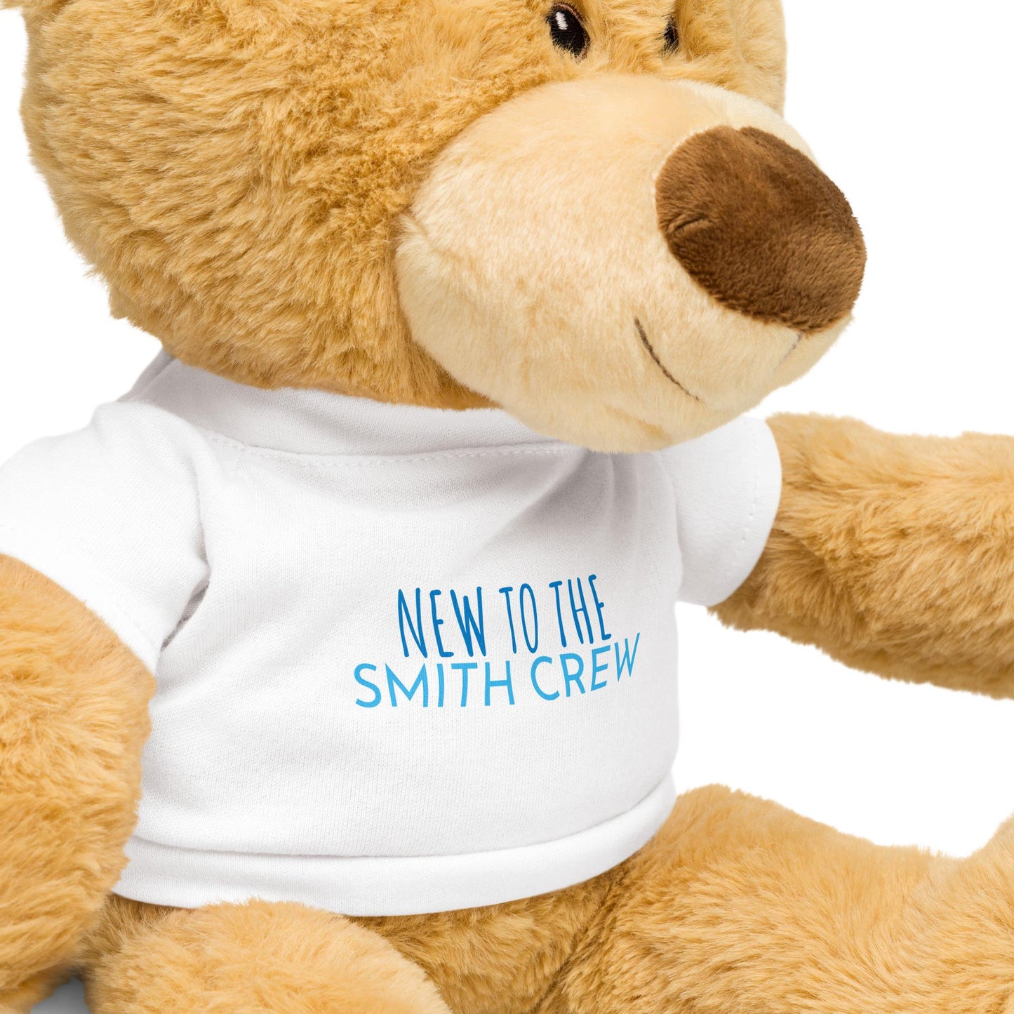 Custom Personalized, &quot;New to the crew&quot; Teddy bear with a t-shirt