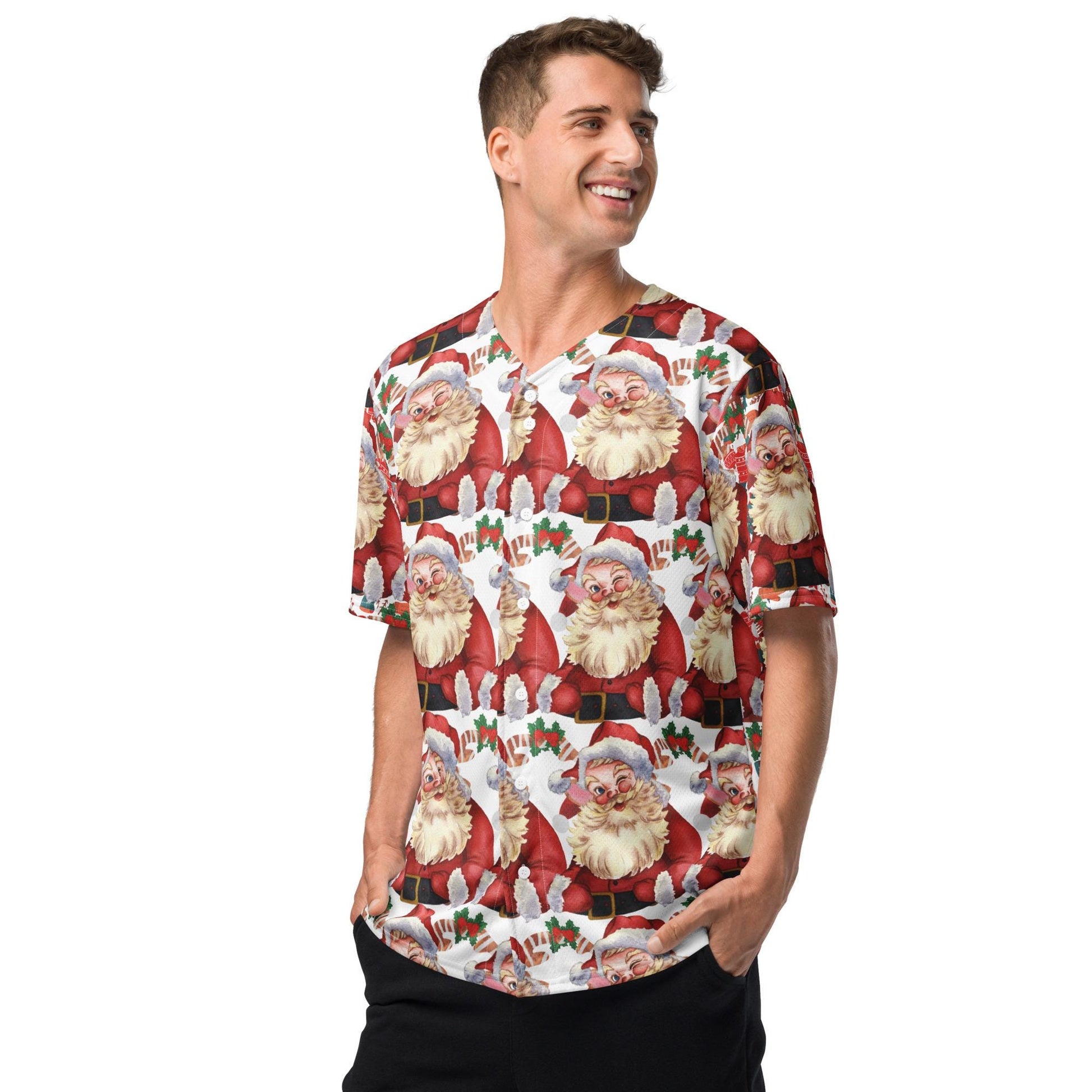 Vintage Santa patterned Recycled baseball jersey