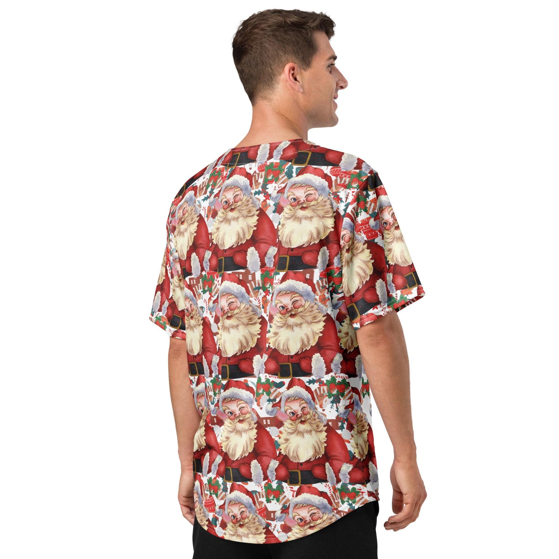 Vintage Santa patterned Recycled baseball jersey