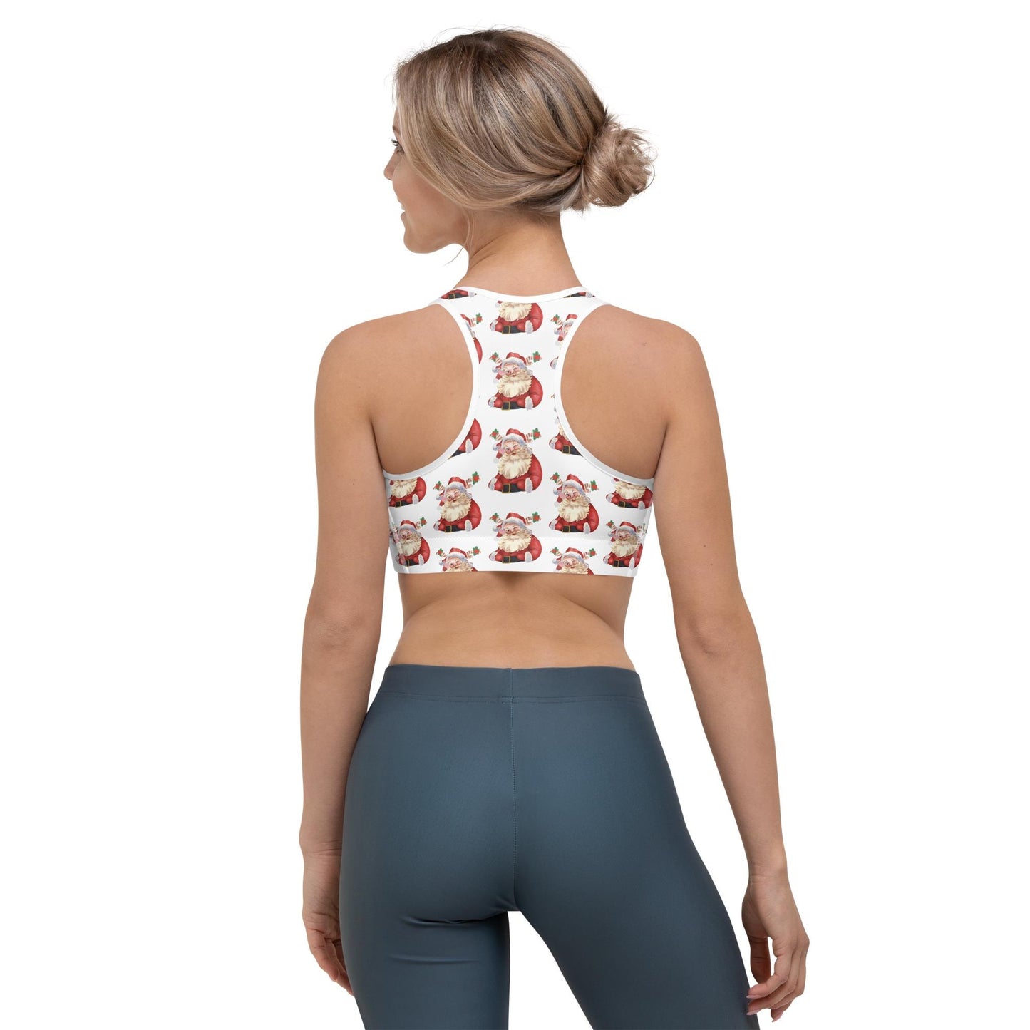 Santa Print Sports Bra