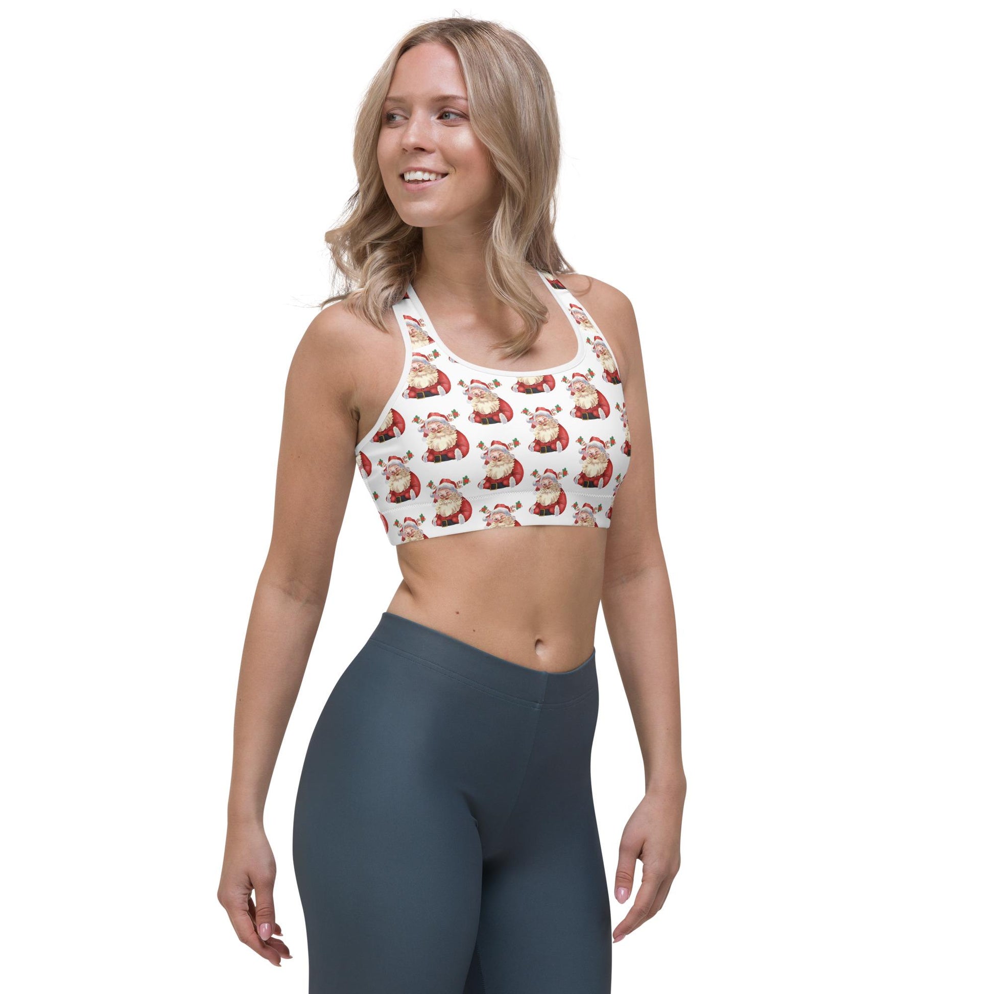 Santa Print Sports Bra